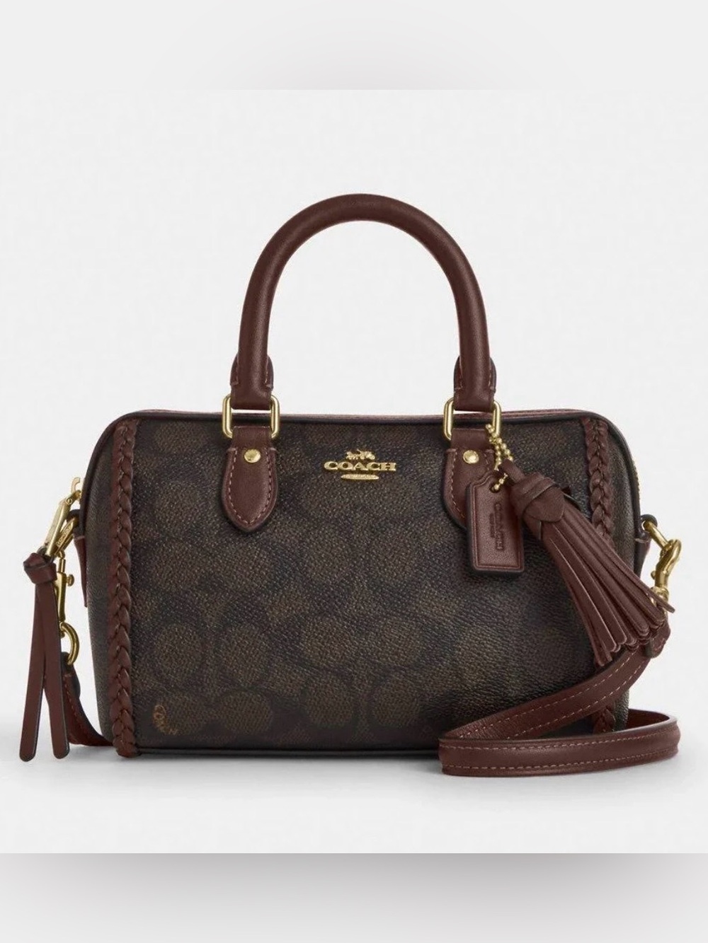 Coach Mini Rowan Crossbody Bag In Signature Canvas With Fringe